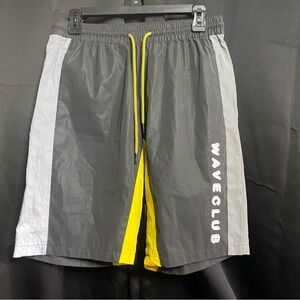 Wave Club Men's Swim Board Shorts - Gray and Yellow‎